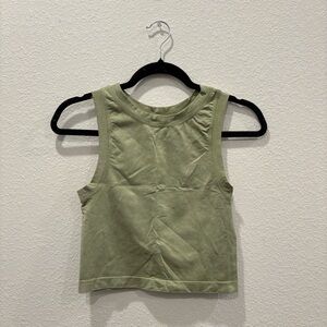 AURA Olive Green Athletic Crop Tank Womens M/L Sleeveless Workout Top
